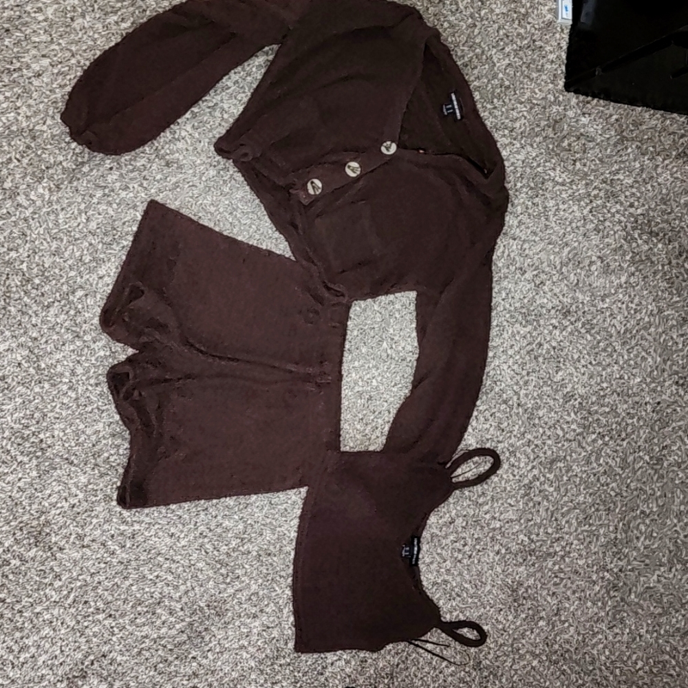 3 piece outfit - Drawstring Shorts, Crop Top, and Cropped Cardigan